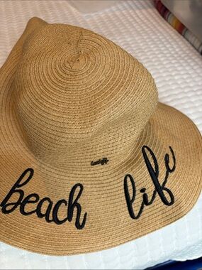 “Lucky7” Straw Sun Hat - Beach Life - Tan